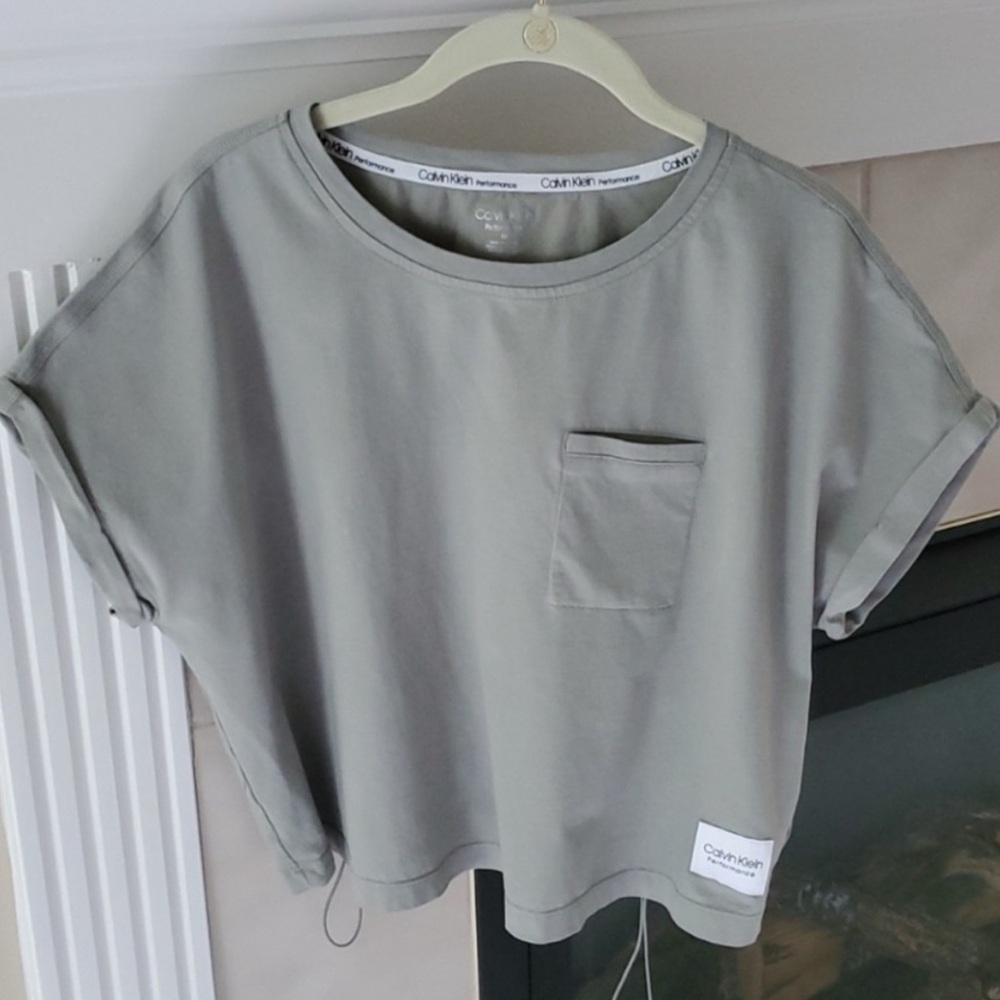 Calvin Klein Light Gray/ green Short Sleeve Tee